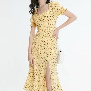 Yellow Floral Women's Dress
